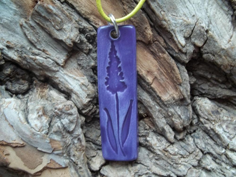 Lavender flower handmade ceramic necklace