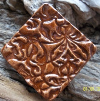 Speckled rust stoneware clay square stoneware cabochon