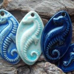 Seahorse stoneware clay pendant