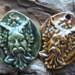 Greenman Stoneware clay pendant
