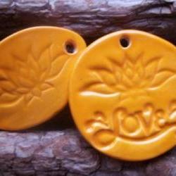 Lotus Flower stoneware bracelet connector and pendant set