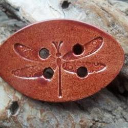 Huge Red Dragonfly Button oversized
