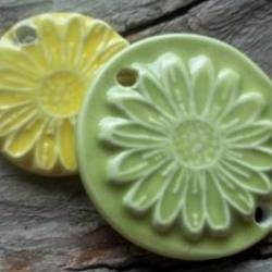 Flower shaped handmade ceramic pendant