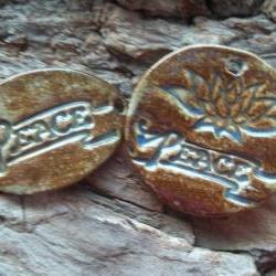 Peace Stoneware bracelet connector and pendant set