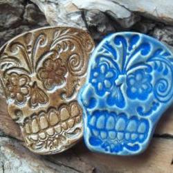 Brown Sugar Skull Cabochon stoneware