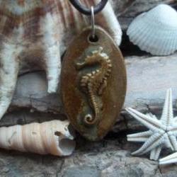 Seahorse Handmade ceramic pendant necklace