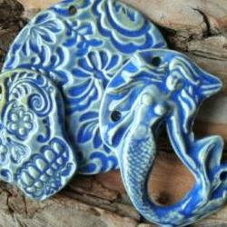 Stoneware clay Mermaid pendant